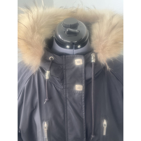 Vintage Metropolis Legacy Sz 14 Winter Parka Coat Black Tan Faux Fur Hood Lined - Picture 8 of 16